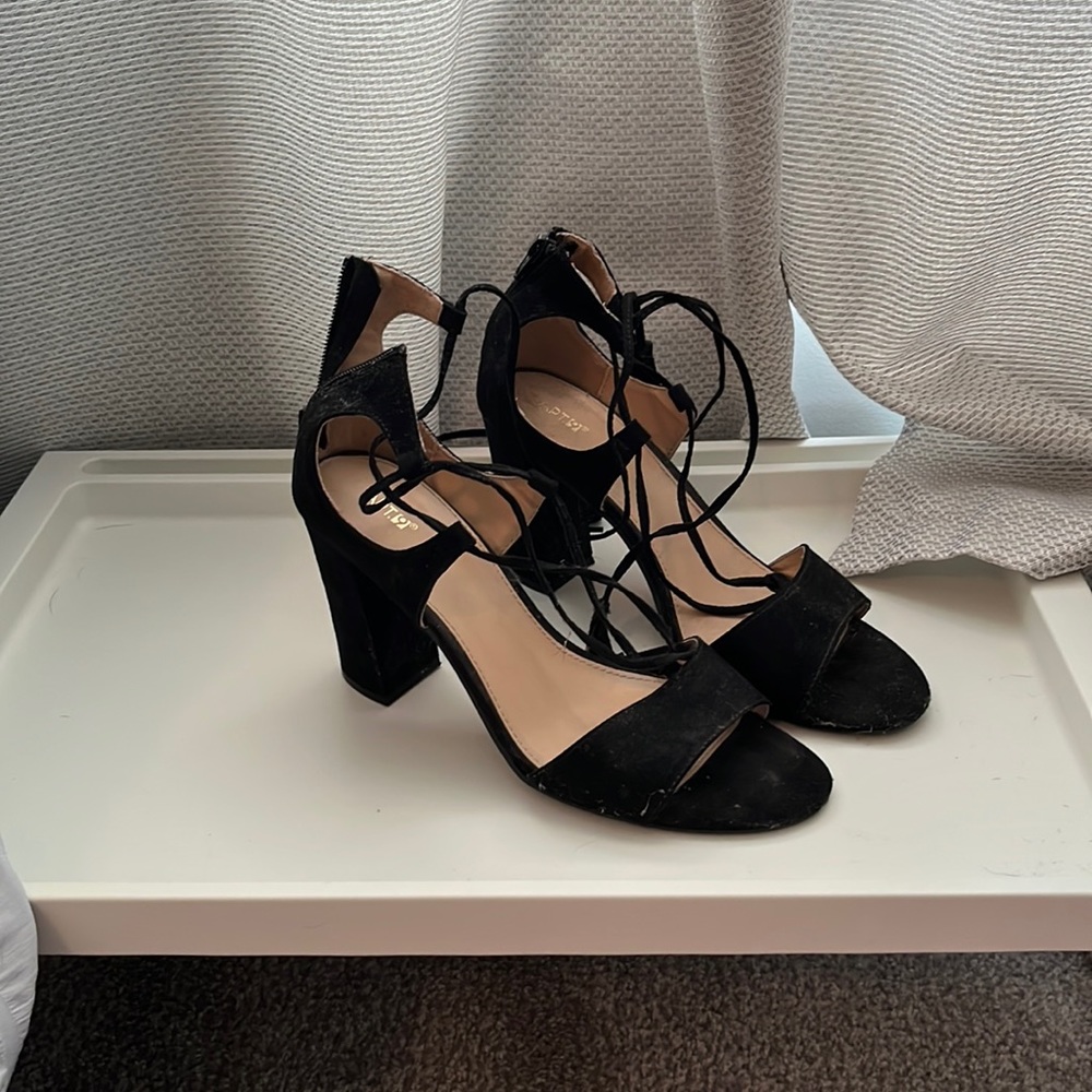 Wrap ankle block heels